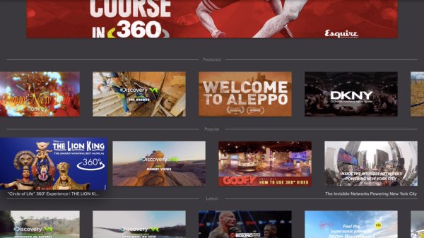 Selection screen for VR content on Littstar Apple TV app